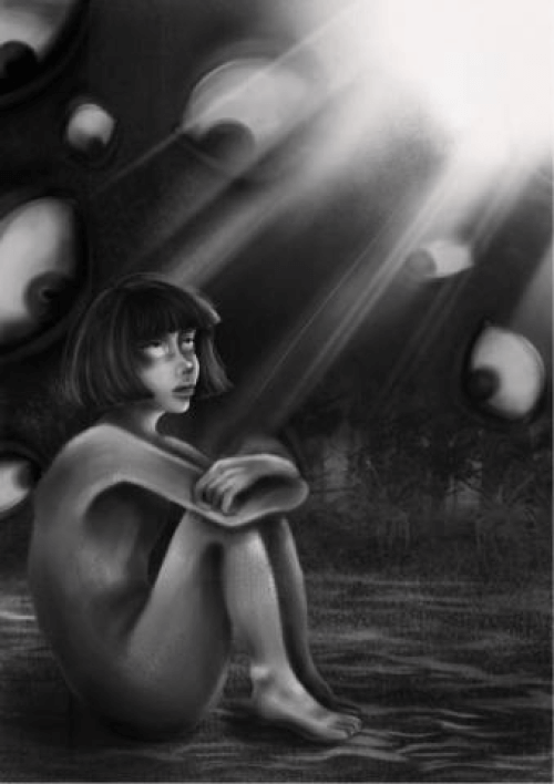 電繪黑暗風格的人物插畫