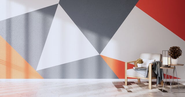 風格強烈的多色混擦油漆牆面