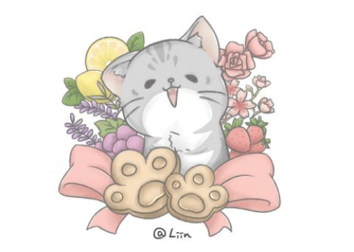 貓掌雞蛋糕與貓咪插畫