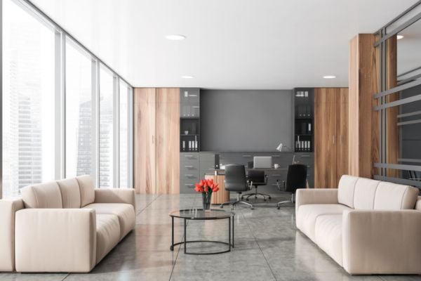 現代風客廳設計-落地窗與大理石地板