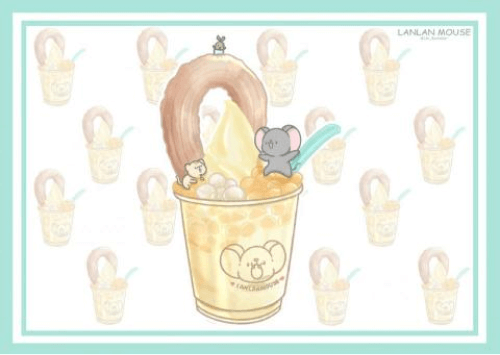 吉拿棒聖代杯懶懶鼠插圖