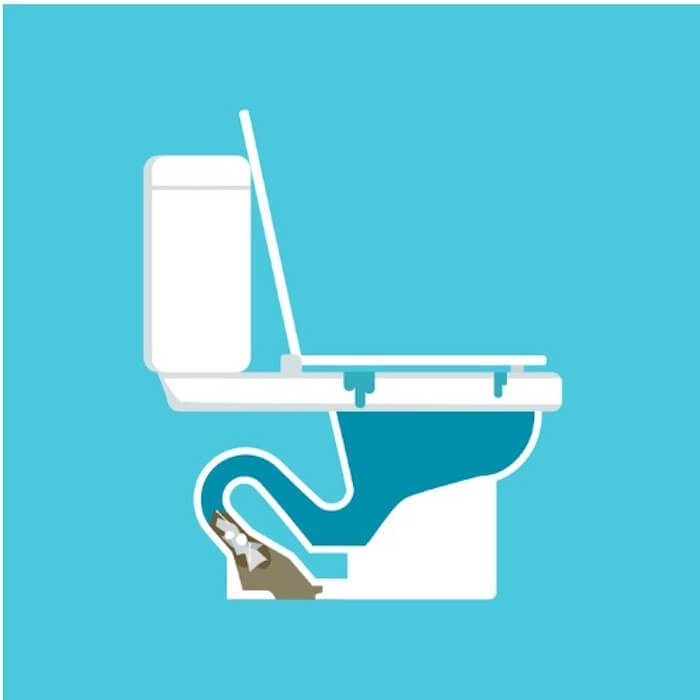 馬桶堵塞示意圖