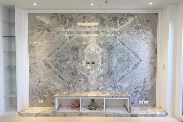 菱形大理石電視牆