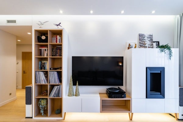 混搭式電視牆收納櫃設計