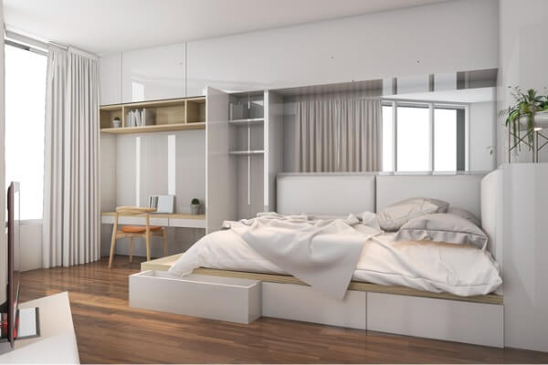 5.利用系統櫃或木作整合所有臥室機能