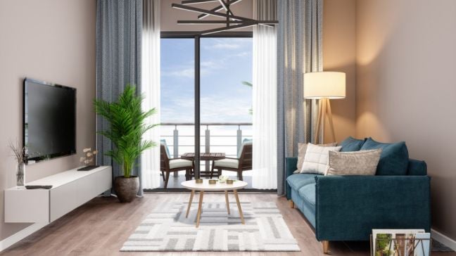 採立燈、黃白光補強照明的客廳