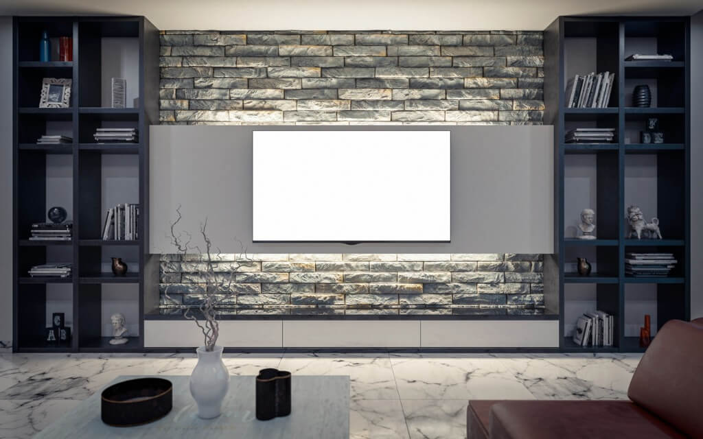 文化石電視牆：具層次感的文化石牆