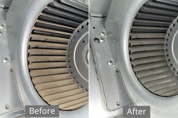 ▲吊隱式冷氣清潔前後對照-風鼓