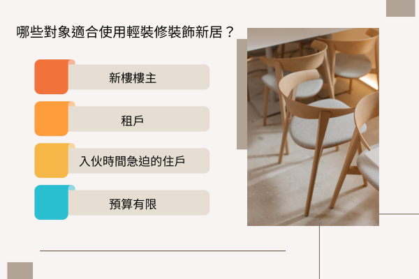 哪些對象適合使用輕裝修裝飾新居？

