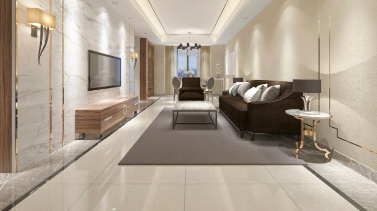 大理石地板與大理石電視牆