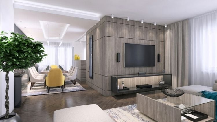 釘掛電視的木隔間牆