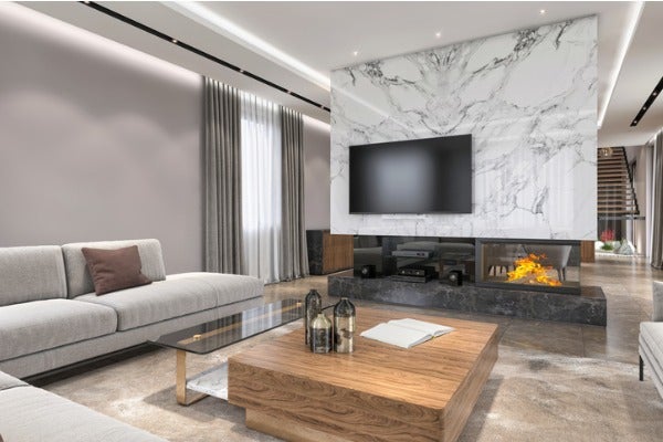 白色大理石電視牆