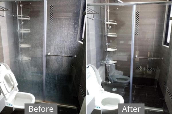 浴室拉門清潔前後對照圖
