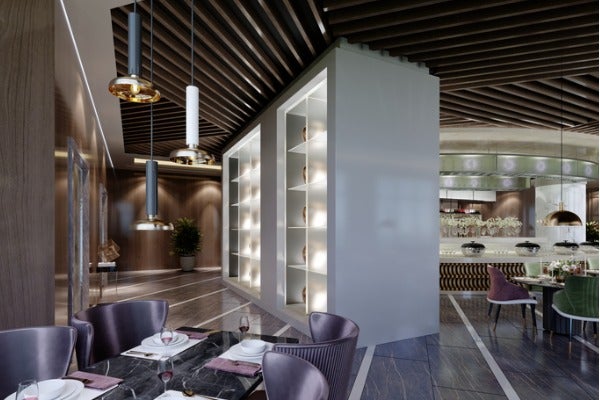 餐廳造型格柵天花板