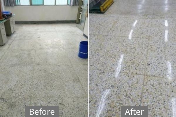 磨石子地板打蠟對照圖