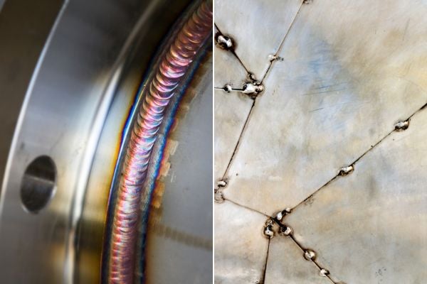 ▲滿焊（左）與點焊（右）