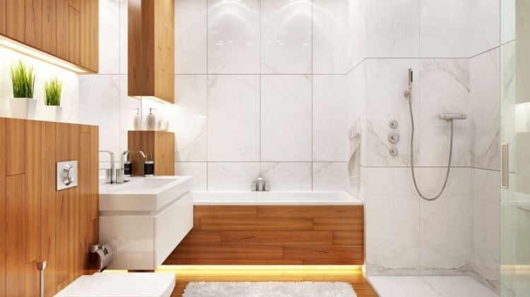 海島型木地板浴室範例