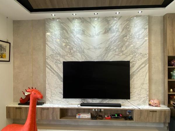 大理石電視牆白色