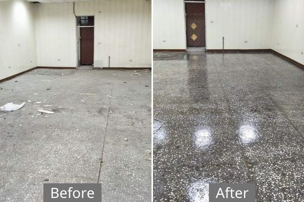 磨石子地板清潔對照圖