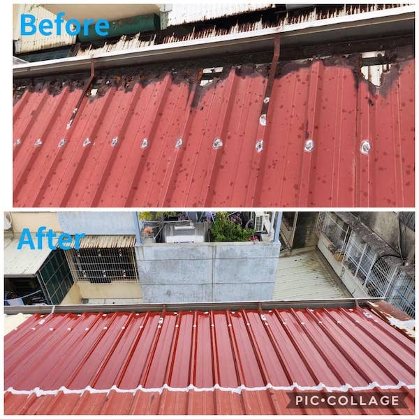 ▲鐵皮屋頂補板工程