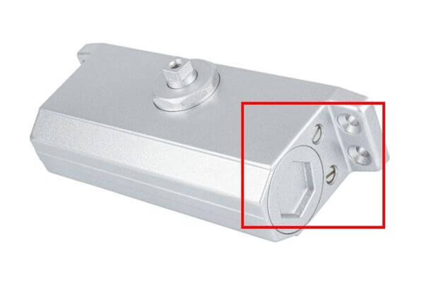 ▲門弓器主要透過速度旋鈕（紅框所示）調整關門速度