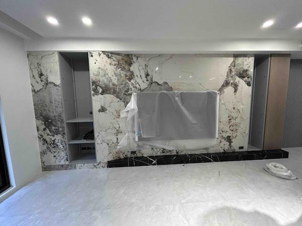 黑白花大理石電視牆