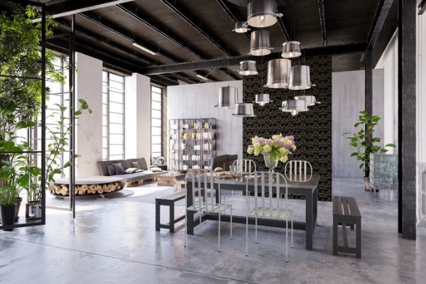 若想讓空間看起來更寬敞明亮，可以只針對視覺主牆使用黑色、褐色…等深色調進行佈置，其餘區域則以白色、淺灰色作為輔助色。