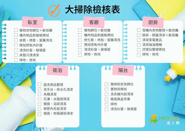 大掃除檢核表