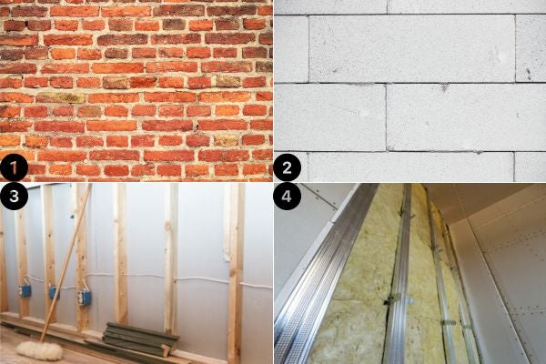 ▲牆壁種類：1.紅磚牆 2.白磚牆 3.木作隔間牆 4.輕隔間