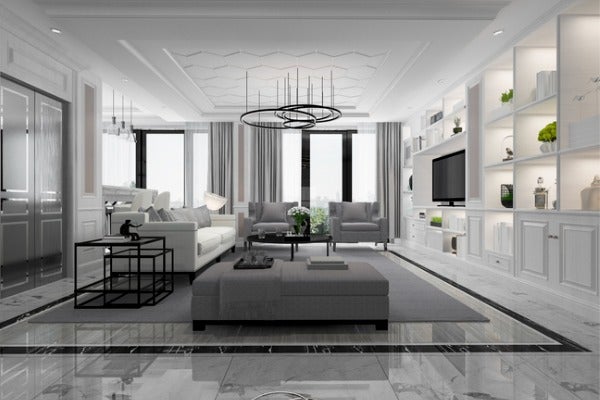 ▲釉面石英磚地板