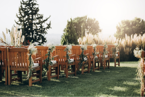 波西米亞風戶外婚禮賓客區佈置