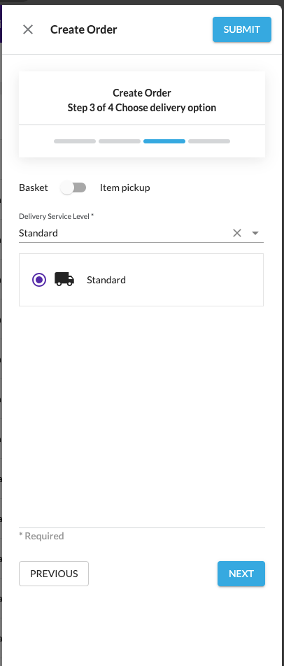 Create Order Wizard
