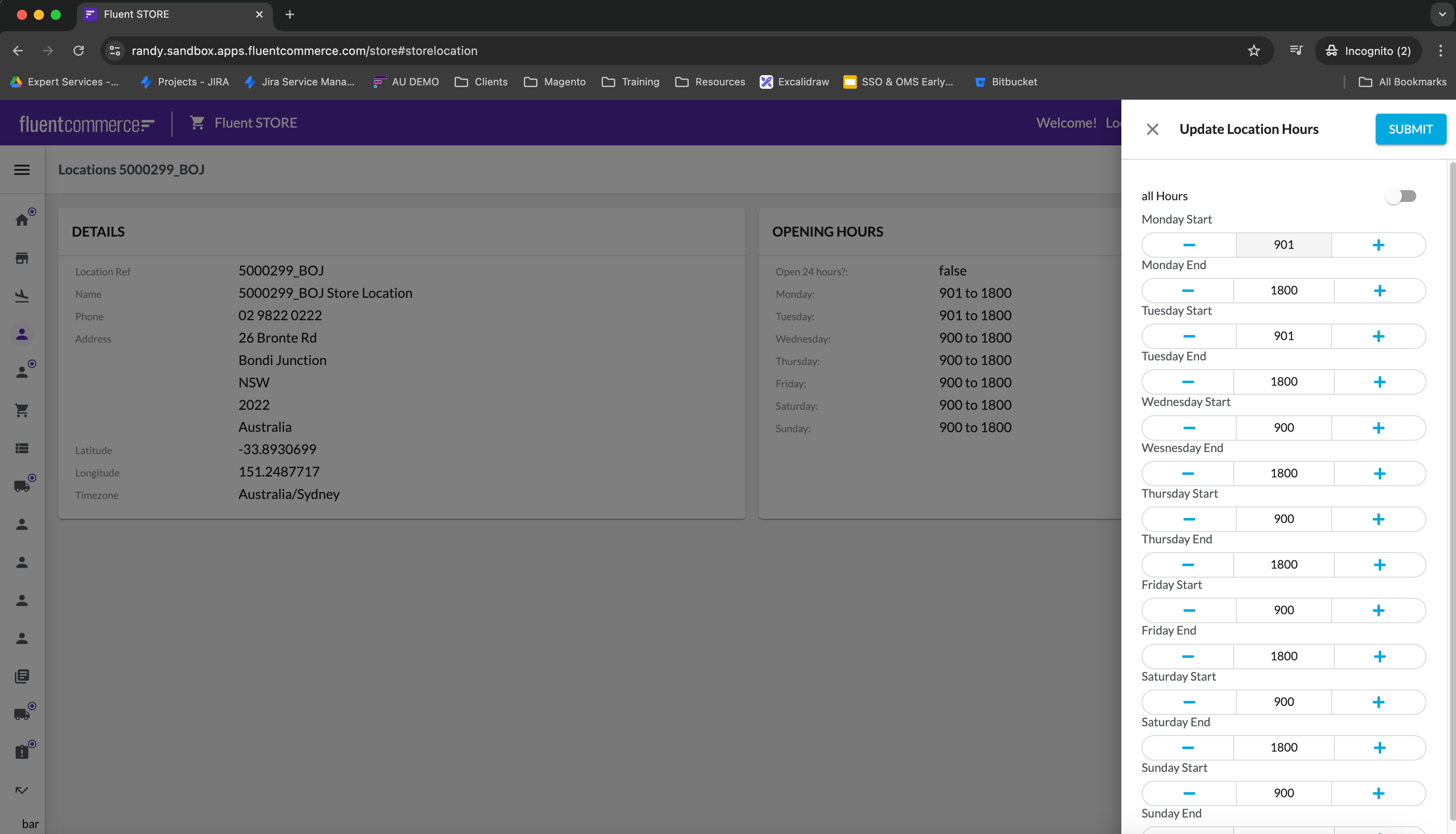 Update store hours in the Web App