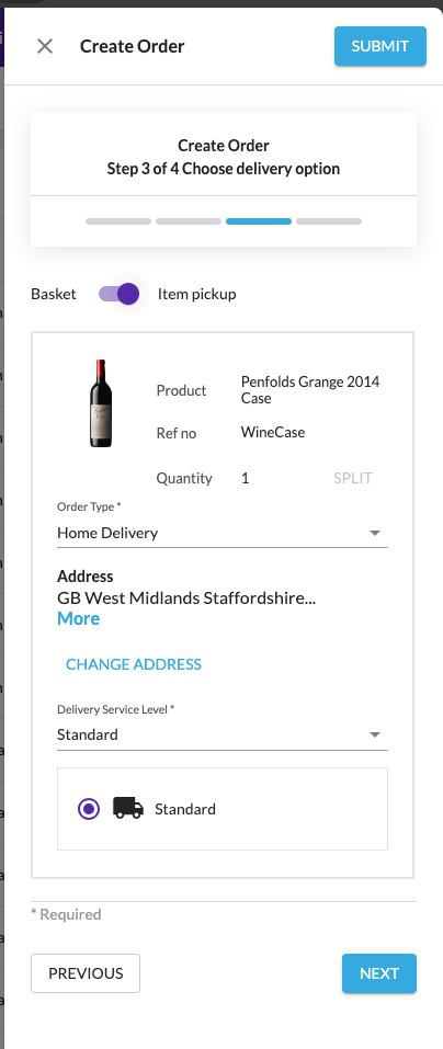 Create Order Wizard