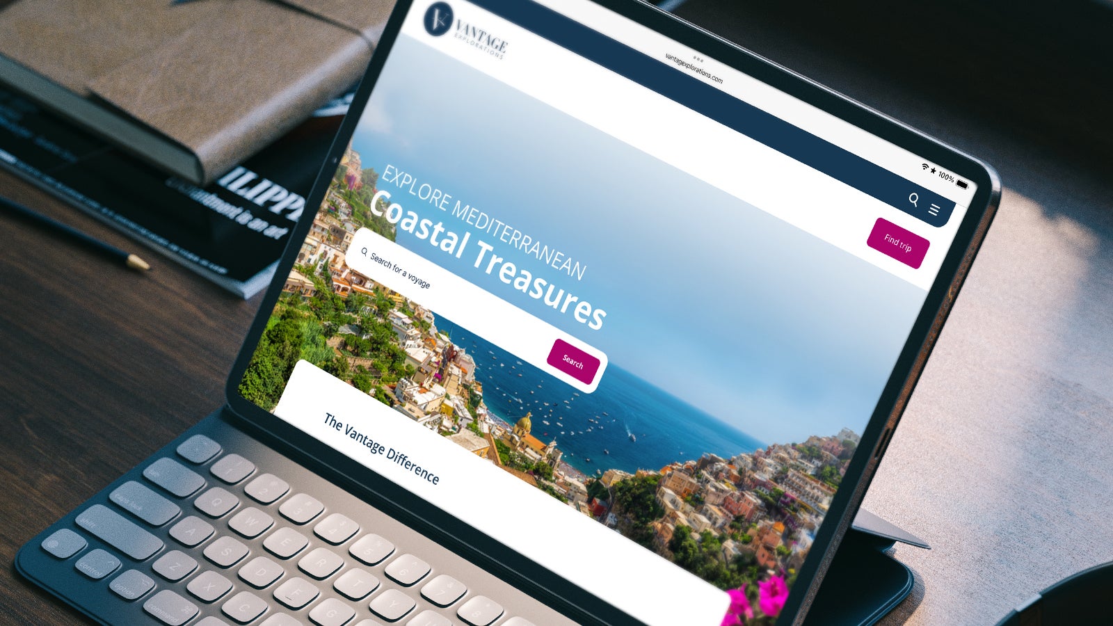 Vantage Explorations | Vantage Explorations website on an iPad sitting on a desk | Devotion