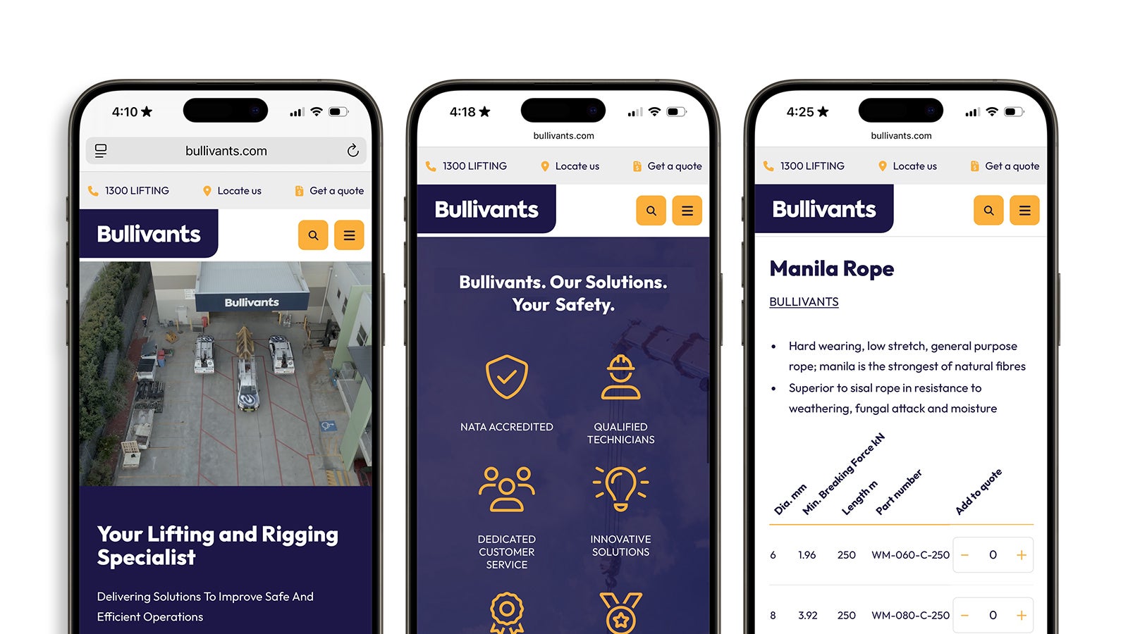 Bullivants | Three Apple iPhones showing various pages from the Bullivants website | Devotion