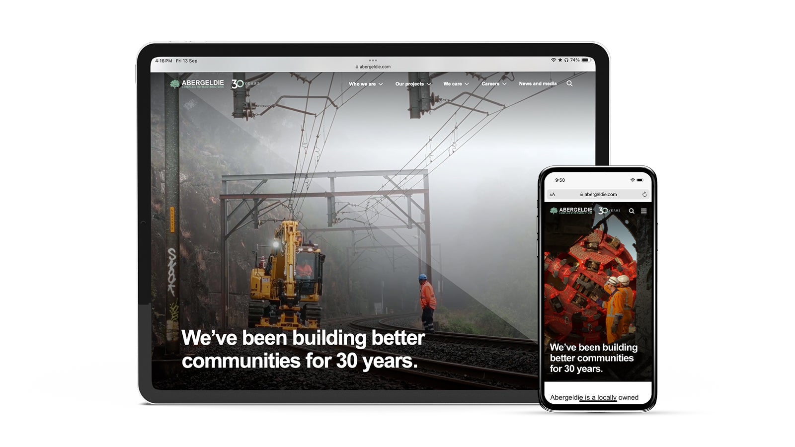 Abergeldie | Responsive website homepage on laptop and smartphone | Devotion