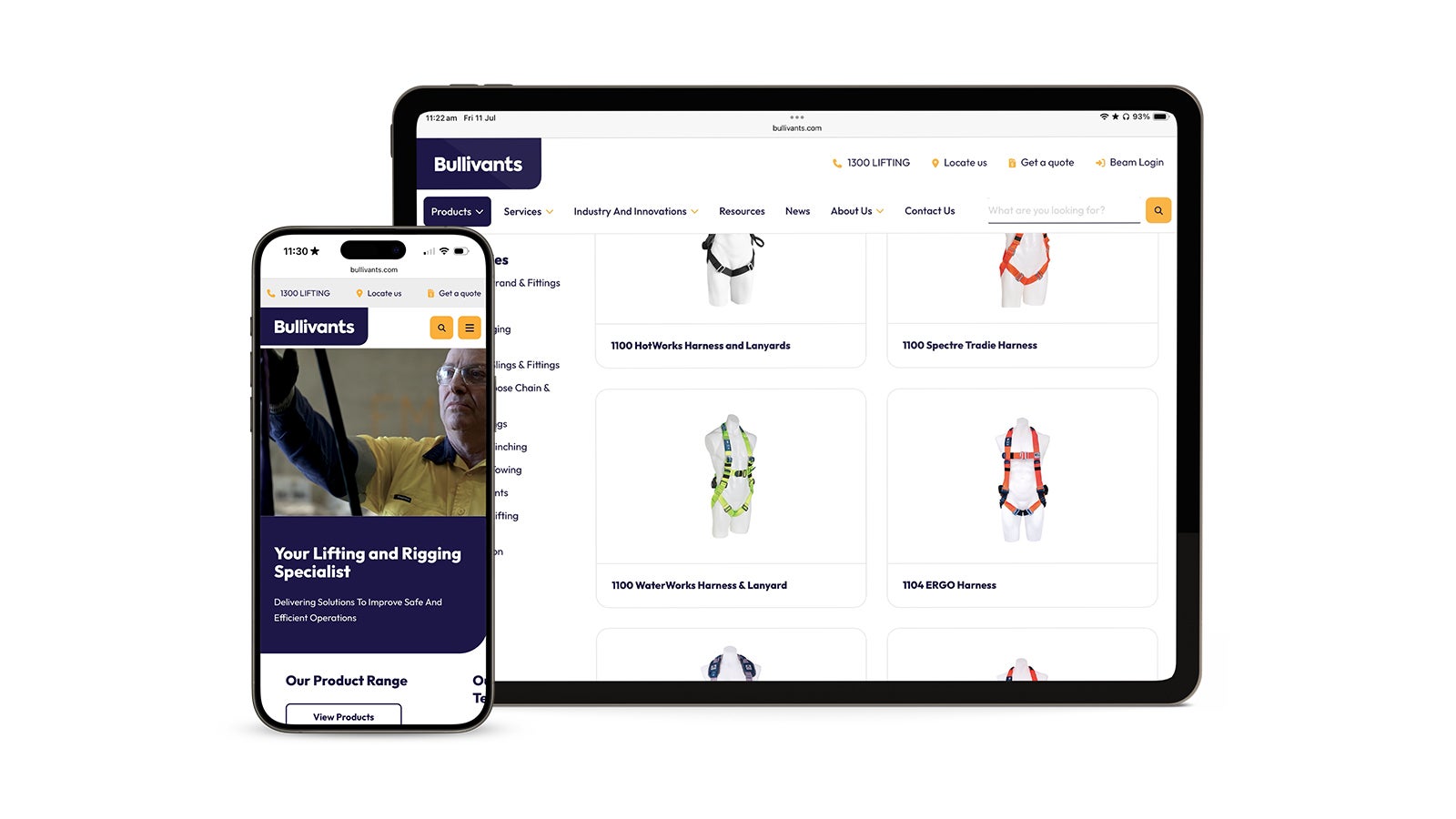 Bullivants | An Apple laptop and iPhone with the Bullivants website showing | Devotion