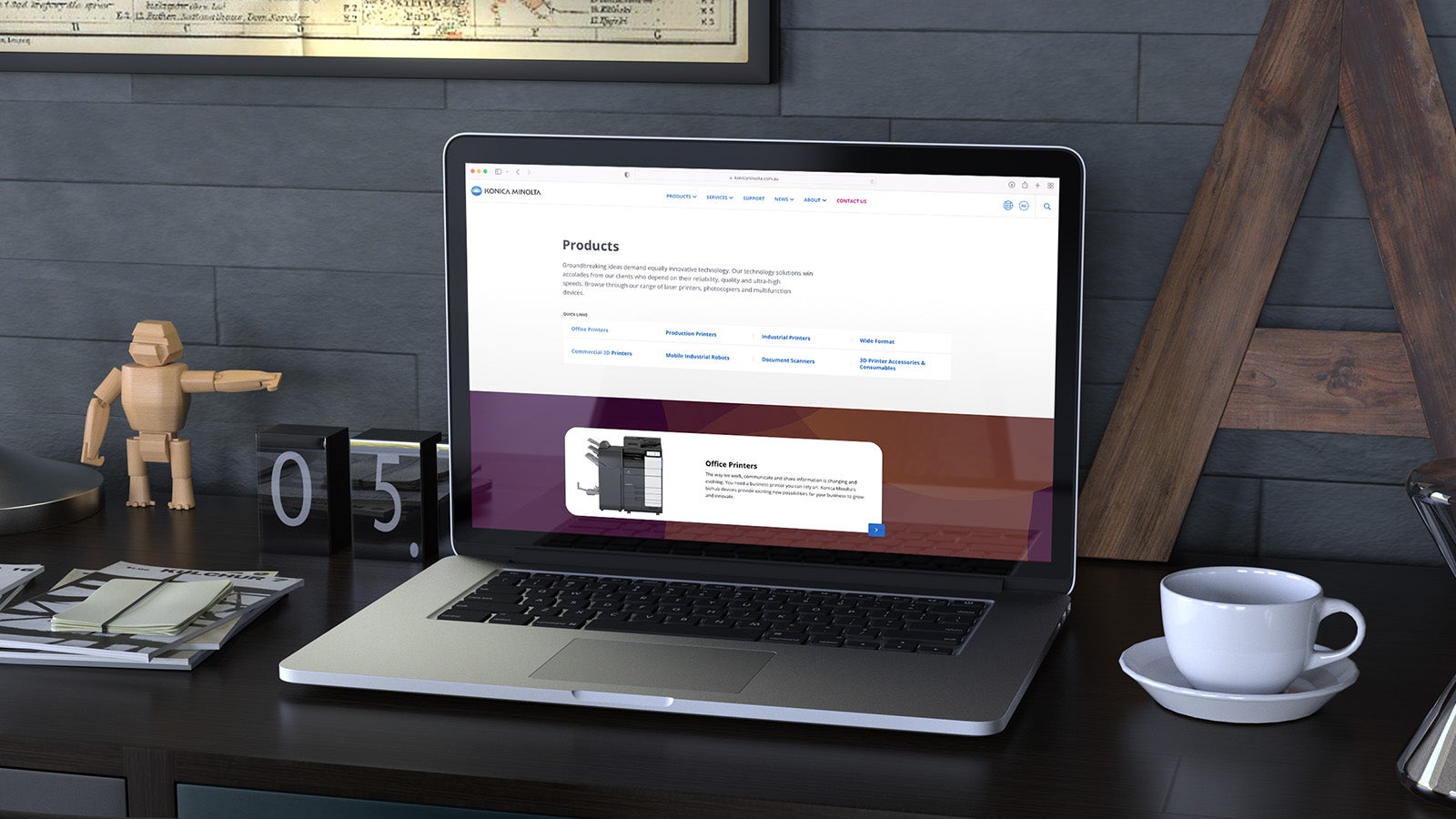 Konica Minolta | product page on laptop | Devotion