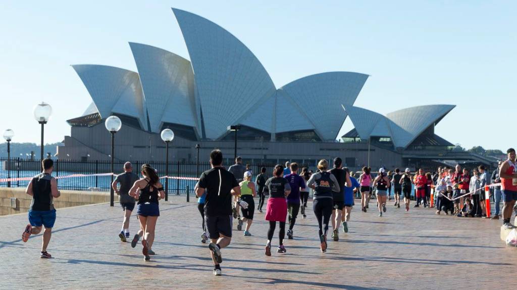 Real Insurance Sydney Harbour 10k and 5k finishing line near Opera House