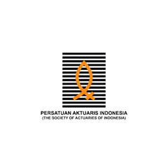 Orange fish-shaped logo on black lines with black text reading "Persatuan Aktuaris Indonesia" and "The Society of Actuaries of Indonesia"