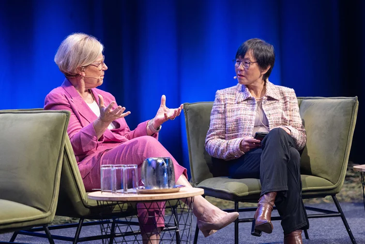 Ann Sherry and Win Li Toh on stage at the 2024 All Actuaries Summit