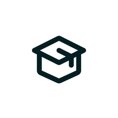 Icon - symbol of a graduation cap - black on white background