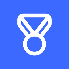 White medal icon on blue background representing industry leaders