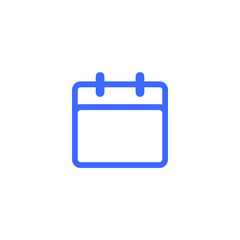 Blue calendar icon on white