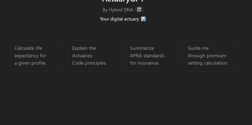 ActuaryGPT opening screen