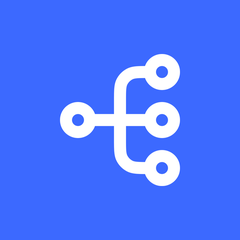 Data branching out in three directions icon.