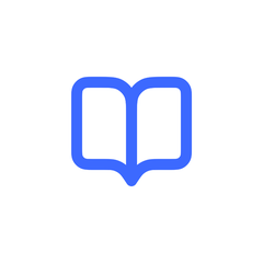 Blue icon of a book