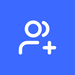 White icon on blue background showing people representing targeted audiences