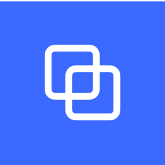 White icon of square links on a blue background